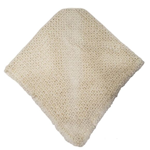 Hand Made Crochet Shawl Ribbon Trim and Ball detail throughout - Picture 3 of 11